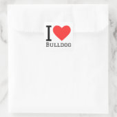 I Liebe Bulldog Quadratischer Aufkleber (Tasche)