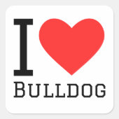 I Liebe Bulldog Quadratischer Aufkleber (Vorderseite)