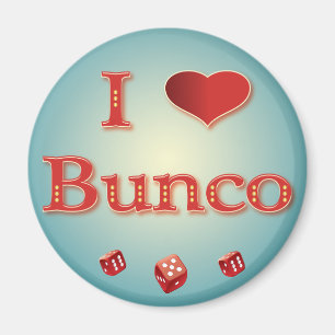 I Liebe Bunco im Rot mit roten Würfeln Magnet