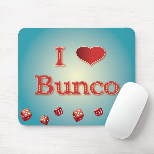 I Liebe Bunco im Rot mit roten Würfeln Mousepad (Mit Mouse)