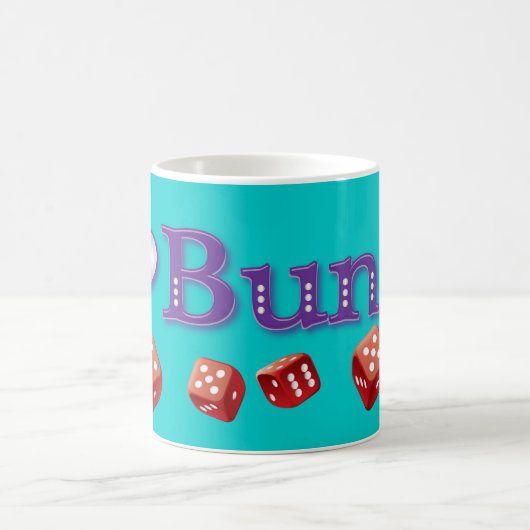 I Liebe Bunco mit roten Würfeln Kaffeetasse (Mittel)