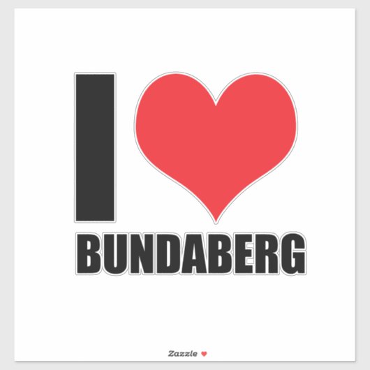 I Liebe Bundaberg Aufkleber (Blatt)