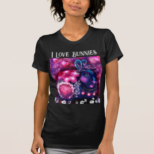I Liebe Bunnies Whimsical Bunny Painting Art Pink T-Shirt