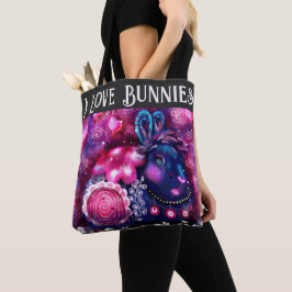 I Liebe Bunnies Whimsical Bunny Painting Art Pink Tasche