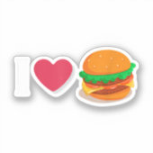 I Liebe Burger Cheeseburger ungesunde Ernährung Aufkleber (Vorderseite)