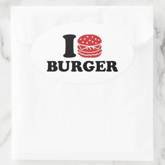 I Liebe Burger Ovaler Aufkleber (Tasche)