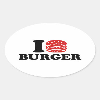 I Liebe Burger Ovaler Aufkleber