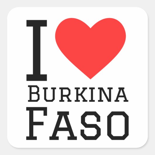 I Liebe Burkina Faso Quadratischer Aufkleber (Vorderseite)