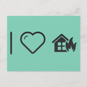 I Liebe Burning Zuhause Postkarte