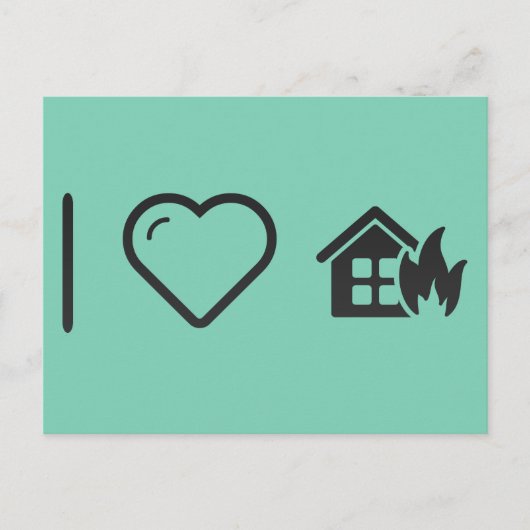 I Liebe Burning Zuhause Postkarte (Vorderseite)