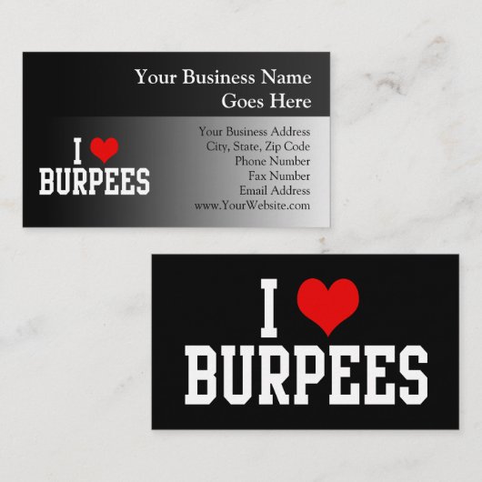 I Liebe Burpees, Fitness Visitenkarte (Vorne/Hinten)