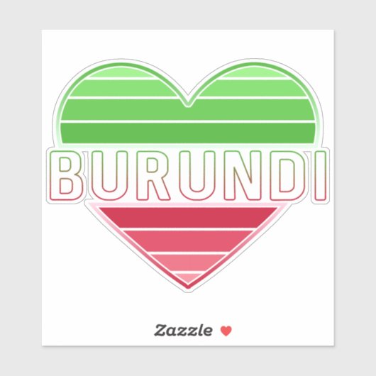 I Liebe Burundi, Burundisches Flaggenherz Aufkleber (Blatt)