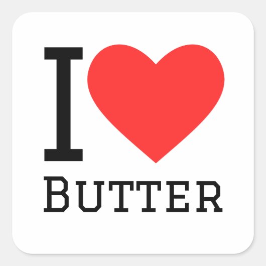 I Liebe Butter Quadratischer Aufkleber (Vorderseite)