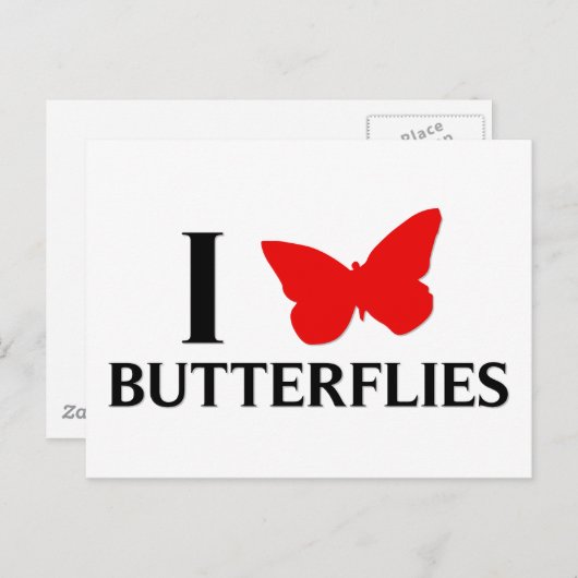 I Liebe Butterflies Postkarte (Vorne/Hinten)