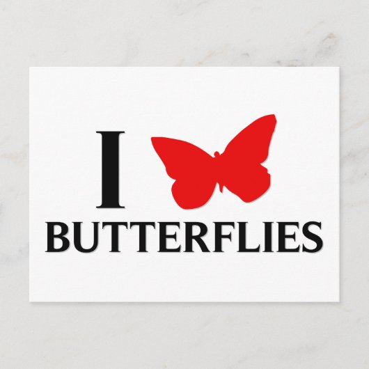 I Liebe Butterflies Postkarte (Vorderseite)