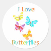 I Liebe Butterflies Runder Aufkleber (Vorderseite)