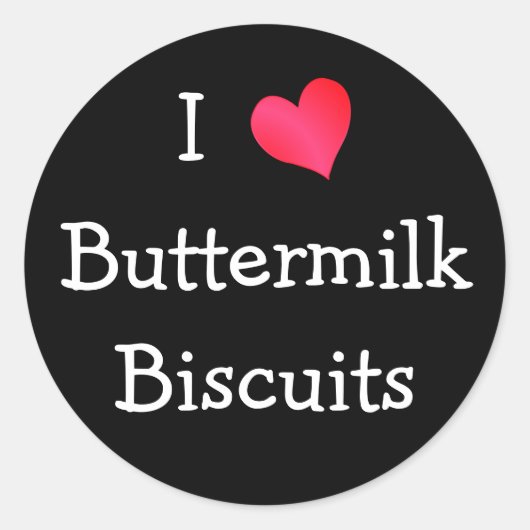 I Liebe Buttermilch Biscuits Runder Aufkleber (Vorderseite)
