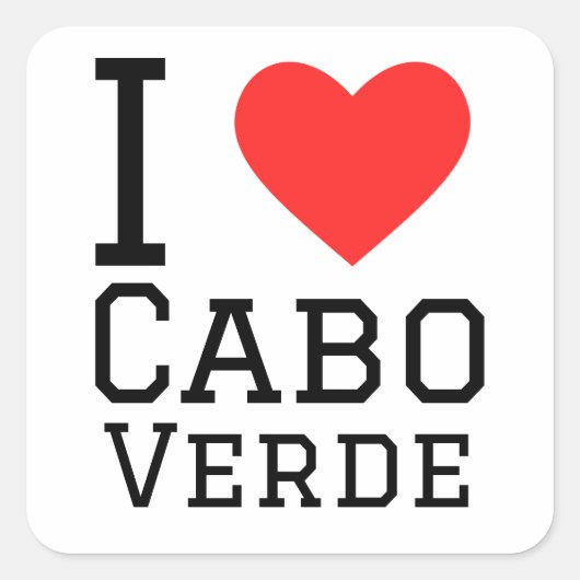 I Liebe Cabo verde Quadratischer Aufkleber (Vorderseite)