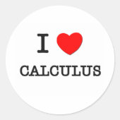 I Liebe CALCULUS Runder Aufkleber (Vorderseite)