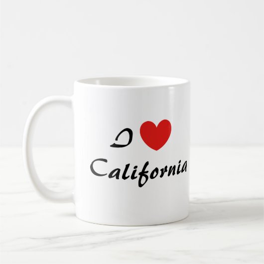 I Liebe California Heart Typografy Coffee Tasse (Links)