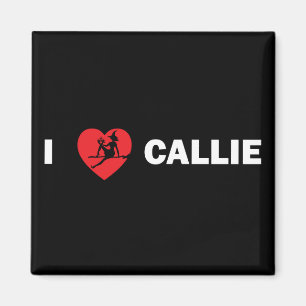 I Liebe Callie quadratischer Magnet (dunkel)