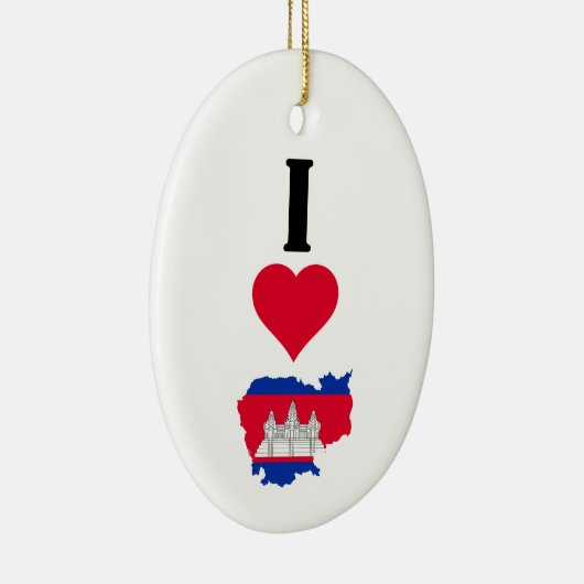 I Liebe Cambodia Vertical I Heart Country Flag Kar Keramik Ornament (Rechts)