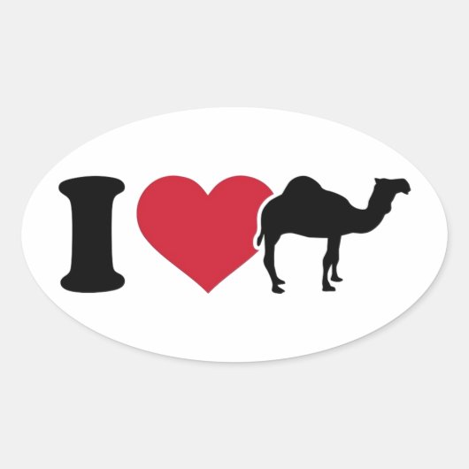 I Liebe Camels Ovaler Aufkleber (Vorderseite)