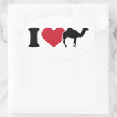 I Liebe Camels Ovaler Aufkleber (Tasche)