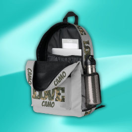 I Liebe Camouflage Green Brown | Bedruckter Rucksack