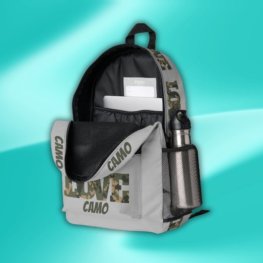 I Liebe Camouflage Green Brown | Bedruckter Rucksack