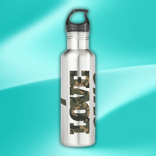 I Liebe Camouflage Green Brown | Edelstahlflasche