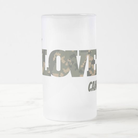 I Liebe Camouflage Green Brown | Mattglas Bierglas (Mittel)