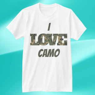 I Liebe Camouflage Green Brown T-Shirt