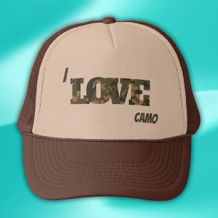 I Liebe Camouflage Green Brown   Truckerkappe