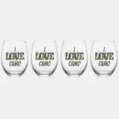 I Liebe Camouflage Green Brown | Weinglas Ohne Stiel (Vorderseite)