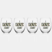 I Liebe Camouflage Green Brown | Weinglas Ohne Stiel (Hinten)