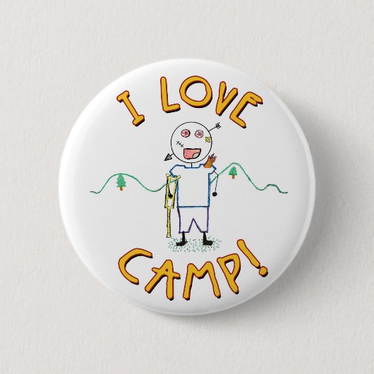 I Liebe Camp - Funny Kids Summer Camp Zeichnend Button (Vorderseite)
