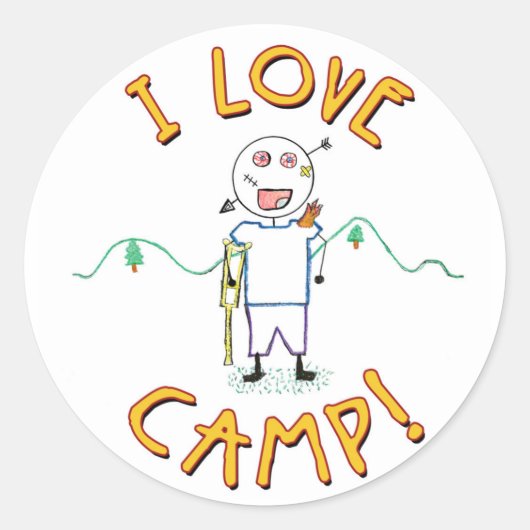 I Liebe Camp - Funny Kids Summer Camp Zeichnend Runder Aufkleber (Vorderseite)