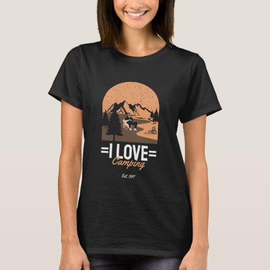 I Liebe Camping Camping und Abenteuer Funny T-Shirt (Vorderseite)