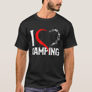 I Liebe Camping Herz mit Bergen Campfire Gedreht T-Shirt