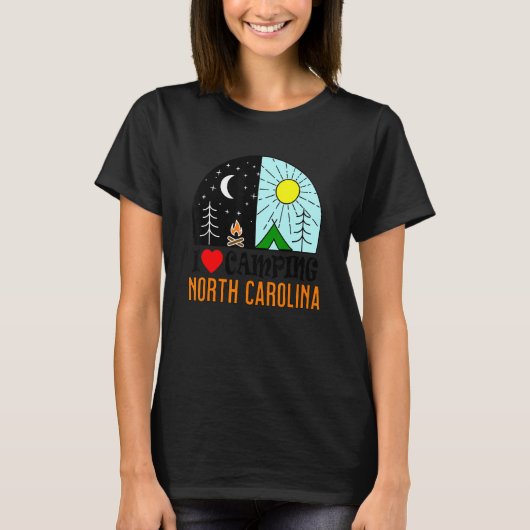 I Liebe Camping North Carolina Amerika Außenbereic T-Shirt (Vorderseite)