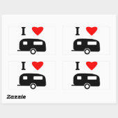 I LIEBE CAMPING RECHTECKIGER AUFKLEBER (Blatt)