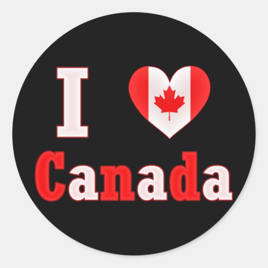 I Liebe Canada Maple Leaf Heart Runder Aufkleber (Vorderseite)