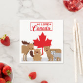 I Liebe Canada Moose Beaver Bear Wolf | Kanada Day Serviette (Beispiel)