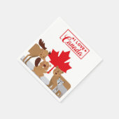 I Liebe Canada Moose Beaver Bear Wolf | Kanada Day Serviette (Ecke)