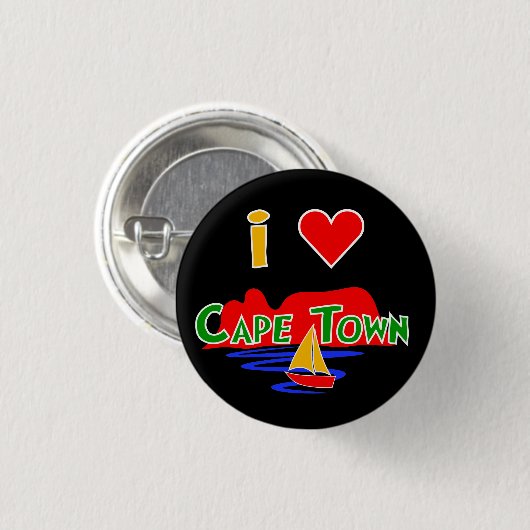 I Liebe Cape Town Table Mountain Abzeichen Button (Vorne & Hinten)