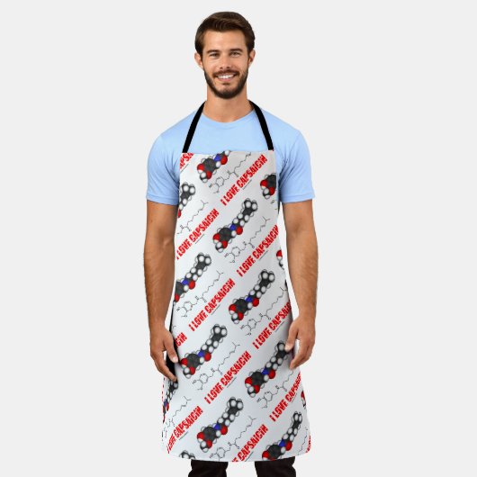 I Liebe Capsaicin Chili Pepper Chemical Molecule Schürze (Getragen)