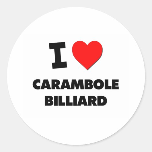 I Liebe Carambole Billiard Runder Aufkleber (Vorderseite)