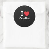 I Liebe Caroline T - Shirt Runder Aufkleber (Tasche)