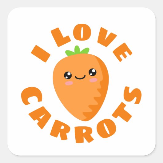 I Liebe Carrots Quadratischer Aufkleber (Vorderseite)
